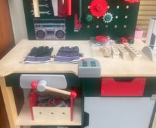 Kids work bench with tools