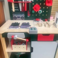 Kids work bench with tools