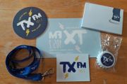 a full set of TXFM merch! Radio memorabilia,  collectable, merchandise, TXFM 105.2, Irish, Ireland, Dublin Radio.