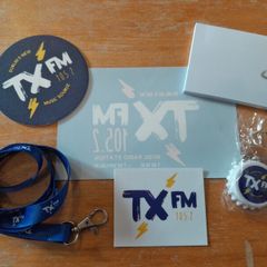 a full set of TXFM merch! Radio memorabilia,  collectable, merchandise, TXFM 105.2, Irish, Ireland, Dublin Radio.