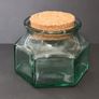 Vintage Green Glass Jar with Cork Lid Hexagonal Retro Storage Pot Image 2