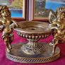 Antique Cherub Gold Effect Ornamental Pedestal Metal Candle Holder Pedestal Stand Made In Spain And With Gold Colour Murano Glass Scented Candle Image 2