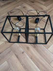2x Lucide Ruben Black Cube Table Lamps - 22cm