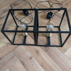 2x Lucide Ruben Black Cube Table Lamps - 22cm