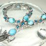 Silver bracelet Larimar & Neon Apatite Cluster Bracelet Image 8