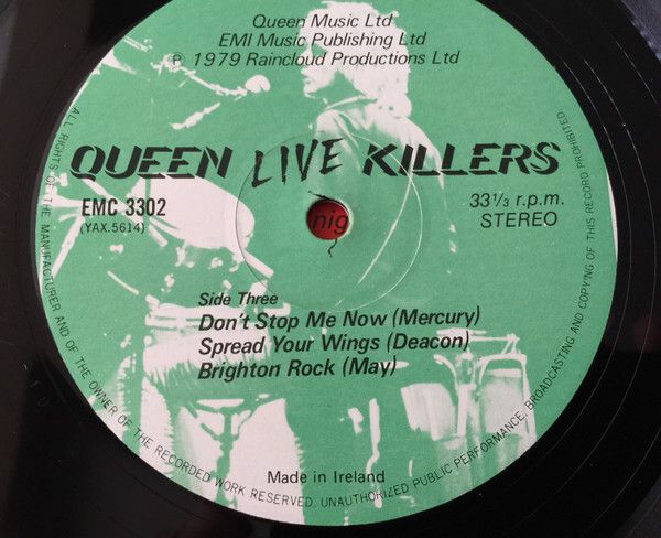 Queen Live Killers Irish pressing