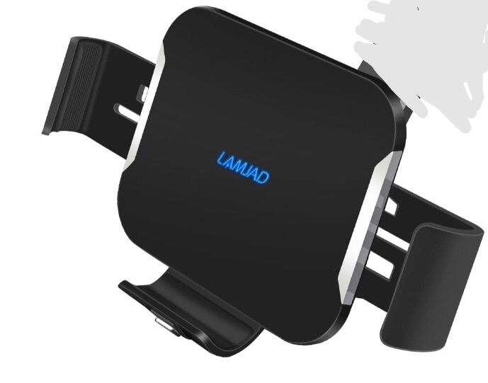 Dual Coils Fast Wireless Car Charger, LAMJAD 15W Smart Qi Car Mount Phone Holder for Air Vent&Dashboard, Compatible with Galaxy z Fold 5/4/3/2/13 Series/iPhone 8/X/11/12 Series/Pixel 6/Samsung S22 Ultra