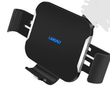 Dual Coils Fast Wireless Car Charger, LAMJAD 15W Smart Qi Car Mount Phone Holder for Air Vent&Dashboard, Compatible with Galaxy z Fold 5/4/3/2/13 Series/iPhone 8/X/11/12 Series/Pixel 6/Samsung S22 Ultra