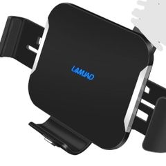 Dual Coils Fast Wireless Car Charger, LAMJAD 15W Smart Qi Car Mount Phone Holder for Air Vent&Dashboard, Compatible with Galaxy z Fold 5/4/3/2/13 Series/iPhone 8/X/11/12 Series/Pixel 6/Samsung S22 Ultra