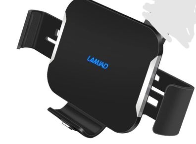 Dual Coils Fast Wireless Car Charger, LAMJAD 15W Smart Qi Car Mount Phone Holder for Air Vent&Dashboard, Compatible with Galaxy z Fold 5/4/3/2/13 Series/iPhone 8/X/11/12 Series/Pixel 6/Samsung S22 Ultra
