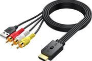 RCA to HDMI with 1080P/720P HD Support, AV to HDMI Converter, Long 150cm Cable, Plug &amp; Play Mini Composite CVBS Audio Video Adapter for VCR, VHS, DVD Players and Classic Gaming Consoles
