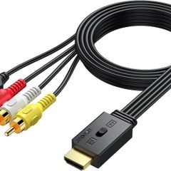 RCA to HDMI with 1080P/720P HD Support, AV to HDMI Converter, Long 150cm Cable, Plug & Play Mini Composite CVBS Audio Video Adapter for VCR, VHS, DVD Players and Classic Gaming Consoles