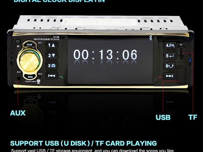 New Car Van 1 One Din MP3 player AUX Car Radio Handsfree Hands Free Audio Stereo USB AUX FM Radio Station Bluetooth Hands Free Handsfree with Wireless Rearview Rear View Camera Remote Option