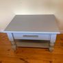 Light Blue Wooden Coffee Table with Drawer & Storage Shelf Image 2