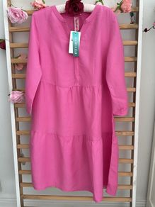 dress Bnwt Cecil linen mix dress 3/4 sleeves tiered knee length small 10/12