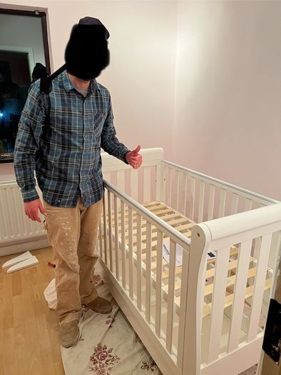 Babymore Eva Sleigh Cot Bed and Mattress Like New