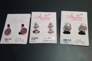 NEW 3 pairs of earrings by Absolute Jewellery Design Pearl Amethyst RRP78Eur