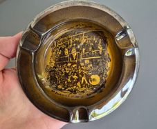 vintage ceramic ashtray featuring a scene titled "Mr Pickwick at the Election" from the Charles Dickens novel The Pickwick Papers