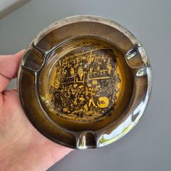 vintage ceramic ashtray featuring a scene titled "Mr Pickwick at the Election" from the Charles Dickens novel The Pickwick Papers