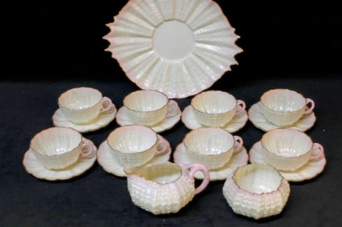 First period Belleek teaset 19pieces rare 1863-1891