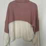 'In the Style' Women's Pink and Cream Block Polo Neck Knit Jumper - Size 8 Image 2
