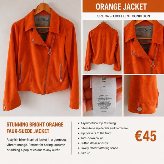 Orange Faux-Suede Jacket