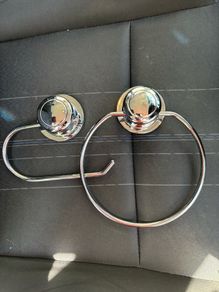Stainless steel silver towel and toilet roll holders