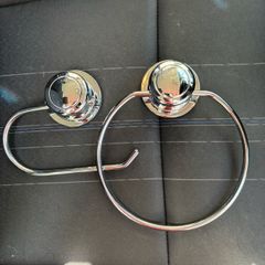 Stainless steel silver towel and toilet roll holders