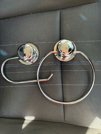 Stainless steel silver towel and toilet roll holders