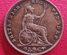 1854 United Kingdom 1 Farthing - Victoria 1st portrait coin