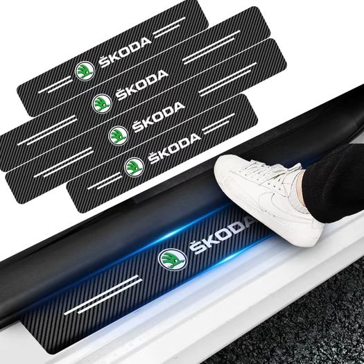 Carbon Fiber Car Sill Door Sills Threshold Waterproof Stickers - Suitable for Skoda Models Octavia MK2 3 Octavia 2 3 A7 Fabia Kodiaq Rapid
