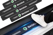 Carbon Fiber Car Sill Door Sills Threshold Waterproof Stickers - Suitable for Skoda Models Octavia MK2 3 Octavia 2 3 A7 Fabia Kodiaq Rapid