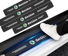 Carbon Fiber Car Sill Door Sills Threshold Waterproof Stickers - Suitable for Skoda Models Octavia MK2 3 Octavia 2 3 A7 Fabia Kodiaq Rapid