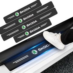 Carbon Fiber Car Sill Door Sills Threshold Waterproof Stickers - Suitable for Skoda Models Octavia MK2 3 Octavia 2 3 A7 Fabia Kodiaq Rapid
