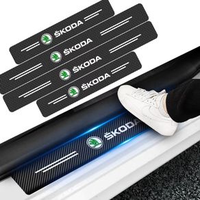 Carbon Fiber Car Sill Door Sills Threshold Waterproof Stickers - Suitable for Skoda Models Octavia MK2 3 Octavia 2 3 A7 Fabia Kodiaq Rapid