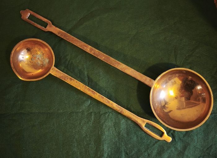 Pair of brass ladles
