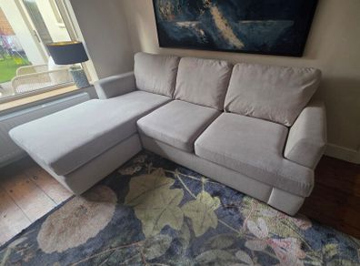 DFS Large Light Grey L-Shaped Corner Sofa with Chaise - 255cm
