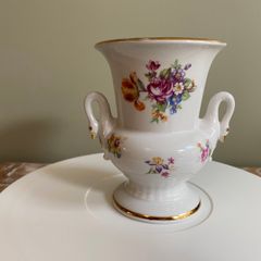 Crown PM MARTINRODA Golden hand painted decorative vase made in Germany from high quality porcelain