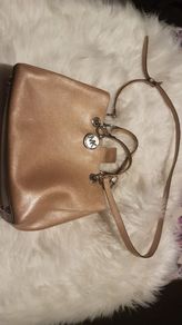 Gorgeous metallic light pink authentic Michael Kors leather cynthia satchel and jet set travel coin case both in colour "ballet"