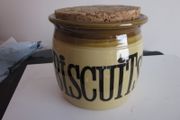 TG Green "Granville" Earthenware Biscuit Barrel Jar With Cork Lid