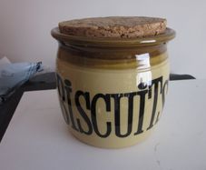 TG Green "Granville" Earthenware Biscuit Barrel Jar With Cork Lid