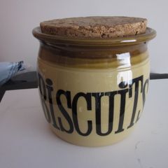 TG Green "Granville" Earthenware Biscuit Barrel Jar With Cork Lid