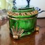 Antique emerald glass trinket box Image 2