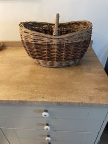 Handmade wicker basket with handle