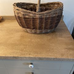 Handmade wicker basket with handle