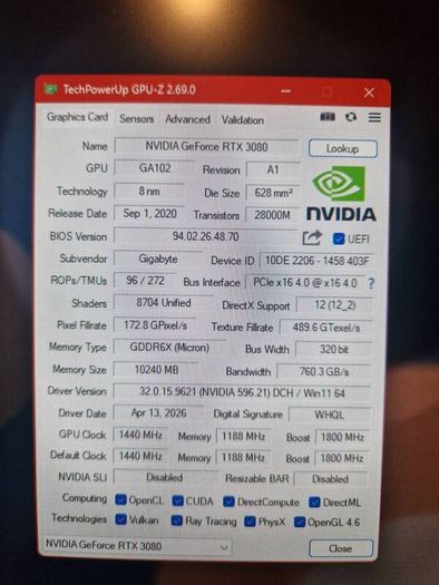 Geforce Rtx 3080 Gaming Oc 10g