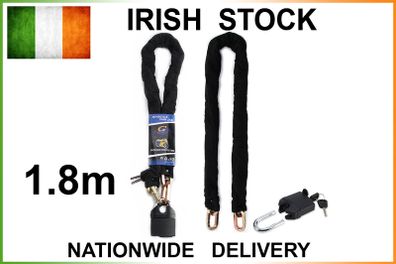 1.8m Heavy Duty Chain Lock & Padlock 0.4in/10mm THICK !