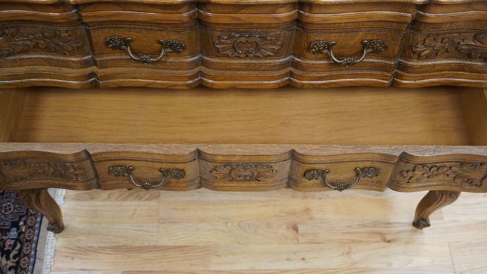Vintage French Carved Oak Chest of Drawers