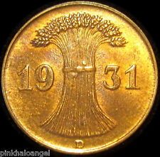 Rare 1931 Weimar Republic coin - Germany 1 Pfennig