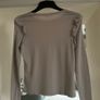 Mango Beige Long Sleeve Top with Ruffle Shoulders - Size XS Image 2